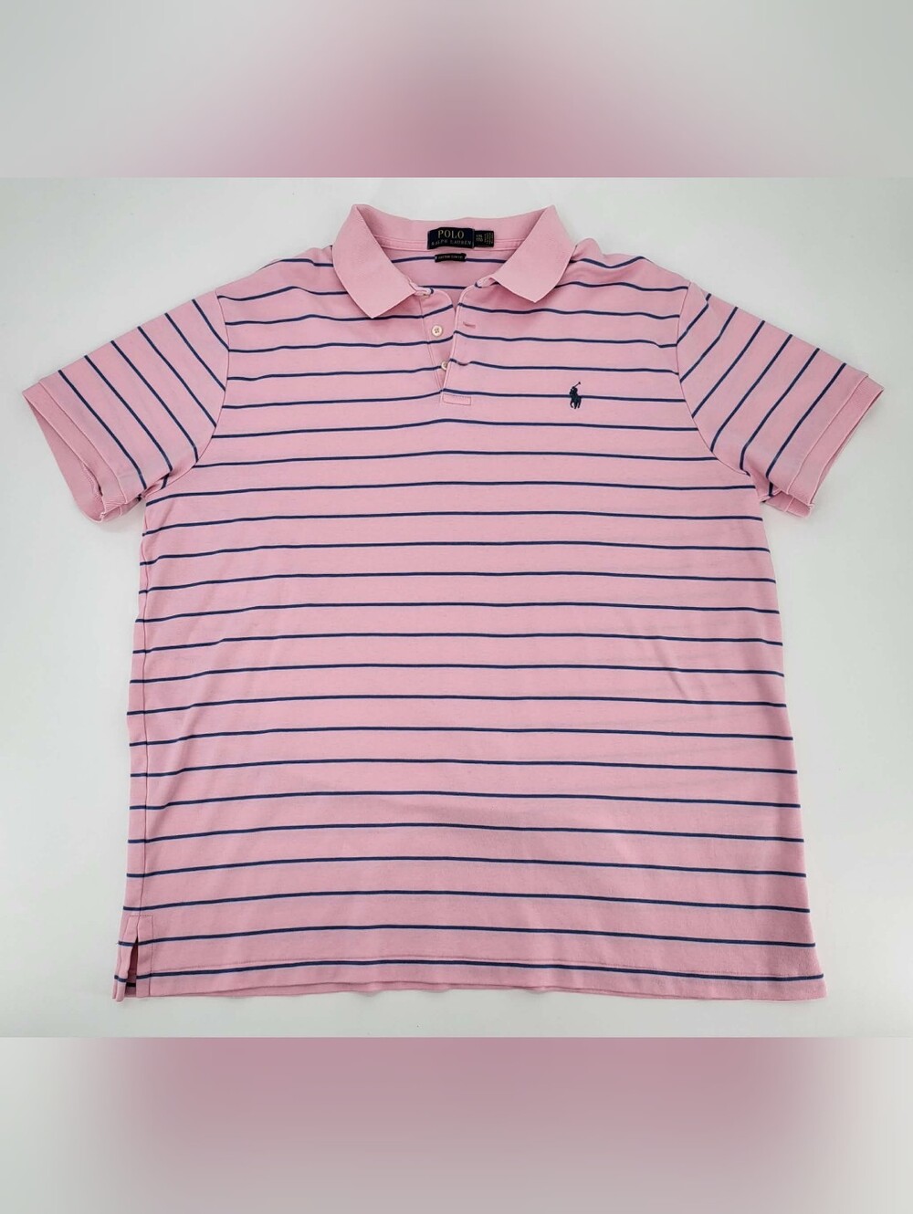 Ralph Lauren Pink Polo with Navy Stripes